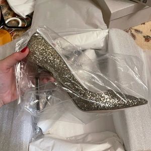 JIMMY CHOO ABEL GLITTER ANTIQUE GOLD